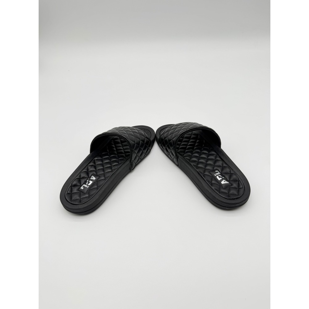 APL Athletic Propulsion Labs Lusso Quilted Leather Slides Black Womens Size 6